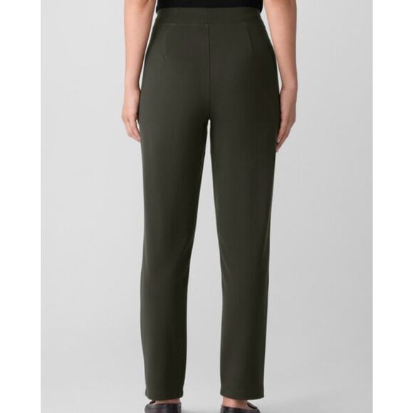 Eileen Fisher Washable Flex Ponte Slim Pants Women M Olive Green Pull-On Stretch - Picture 2 of 9